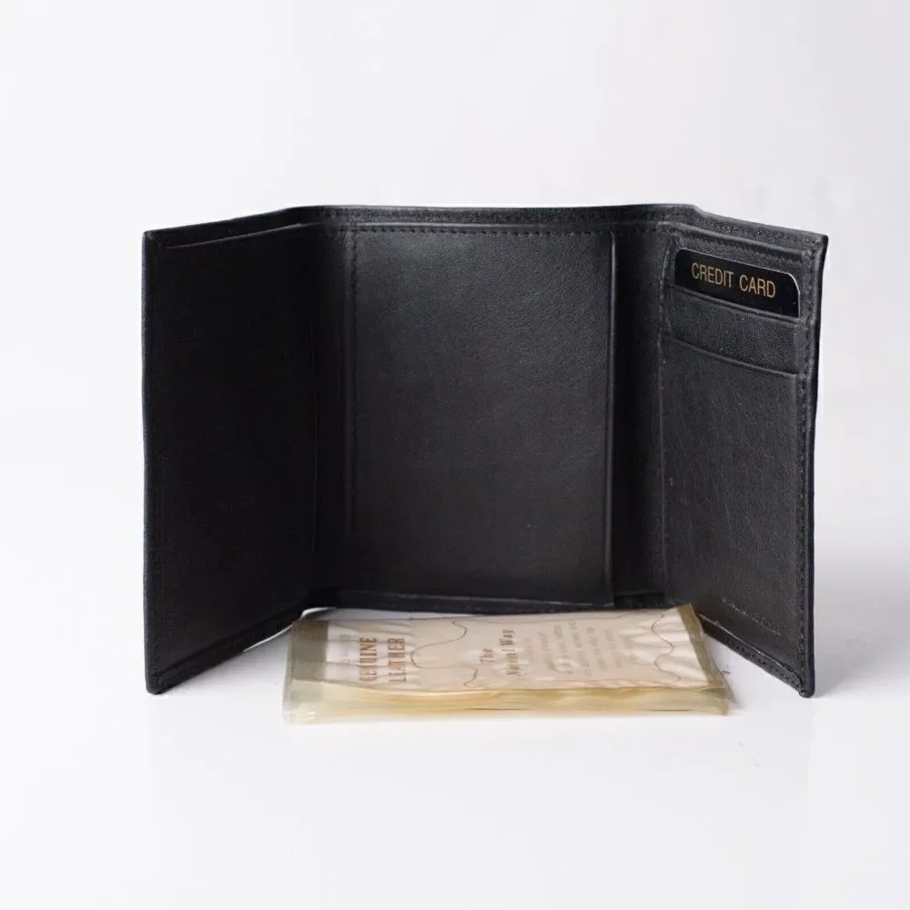 Robert Bruce Mens Black Trifold Leather Wallet Credit Card Holder New